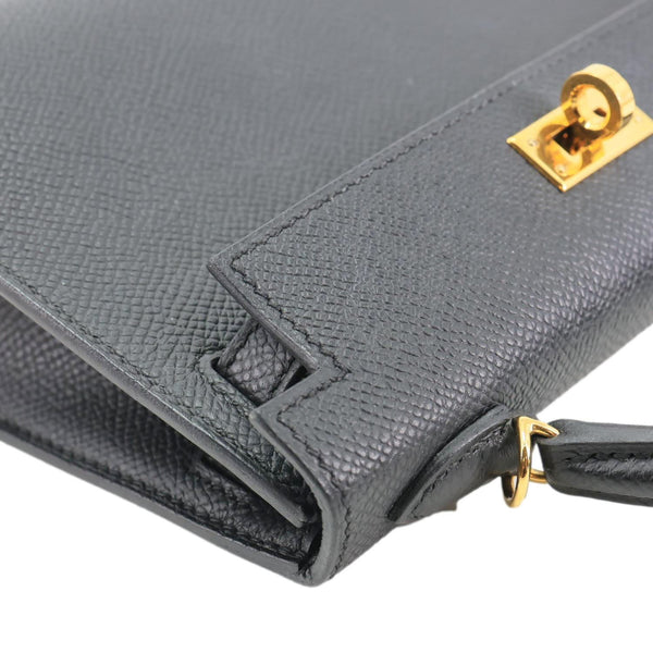 HERMES Kelly 20 Mini Epsom Leather Crossbody Bag Black