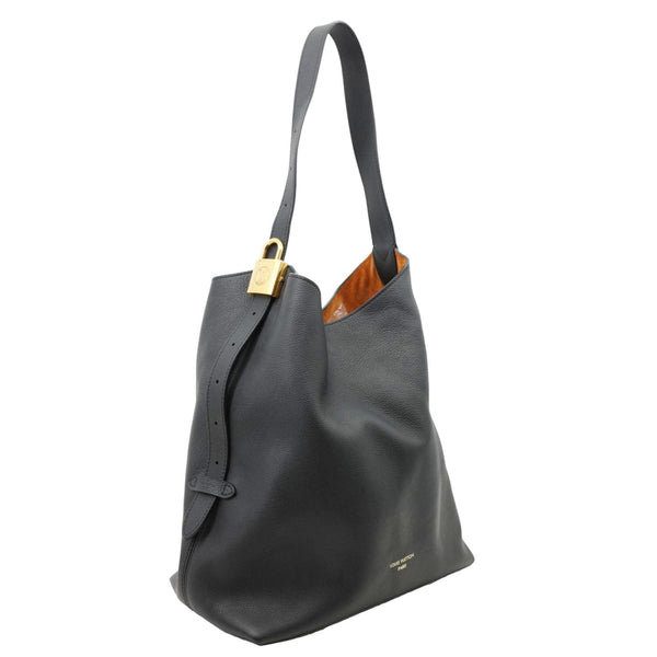 LOUIS VUITTON Low Key MM Grained Calfskin Leather Hobo Bag Black