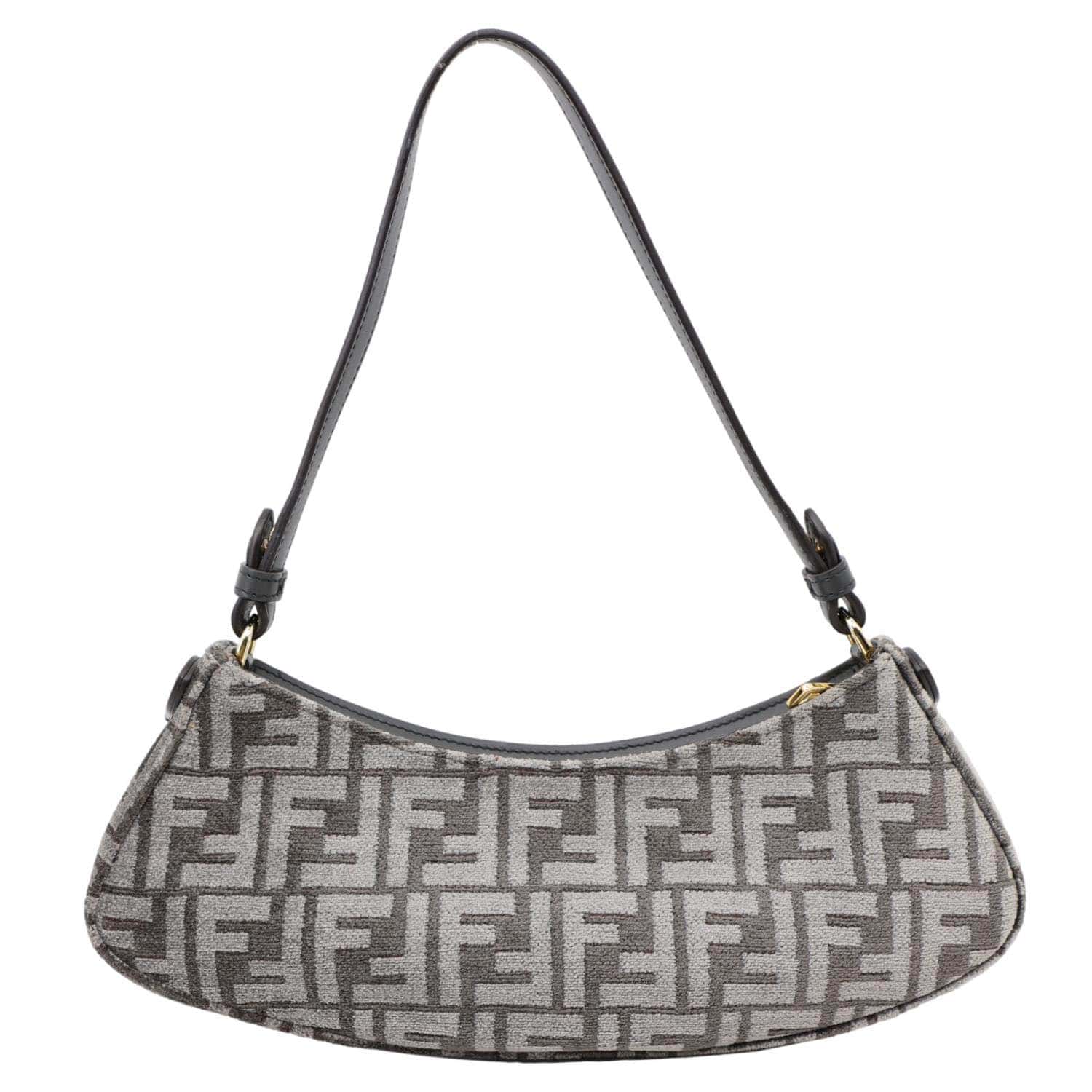 FENDI FF O'Lock Swing Chenille Vitello King Plexiglass Shoulder Bag Gr