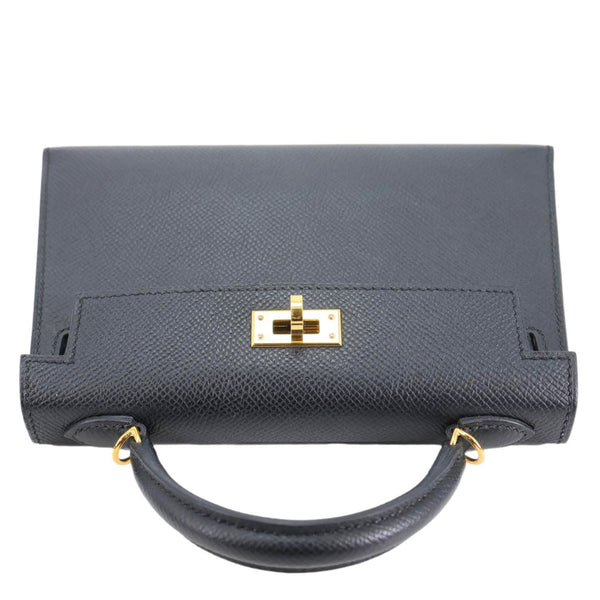 HERMES Kelly 20 Mini Epsom Leather Crossbody Bag Black