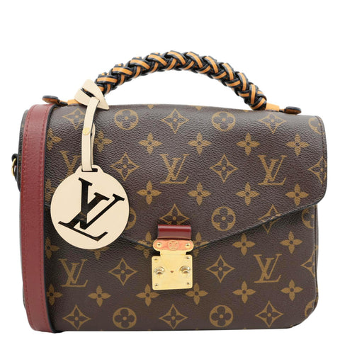 LOUIS VUITTON Braided Metis Pochette Monogram Canvas Crossbody Bag Brown