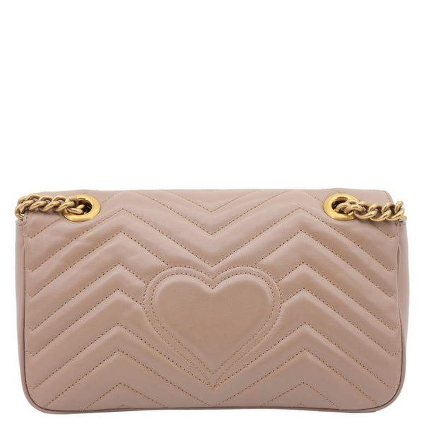 GUCCI GG Marmont Medium Matelasse Chevron Leather Crossbody Bag Taupe 443497