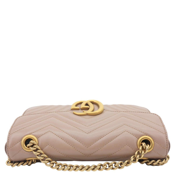 GUCCI GG Marmont Medium Matelasse Chevron Leather Crossbody Bag Taupe - Top View