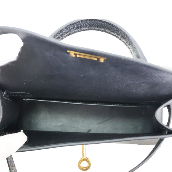 HERMES Kelly 20 Mini Epsom Leather Crossbody Bag Black