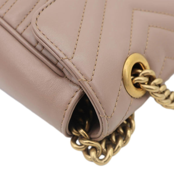 GUCCI GG Marmont Medium Matelasse Chevron Leather Crossbody Bag Taupe 443497