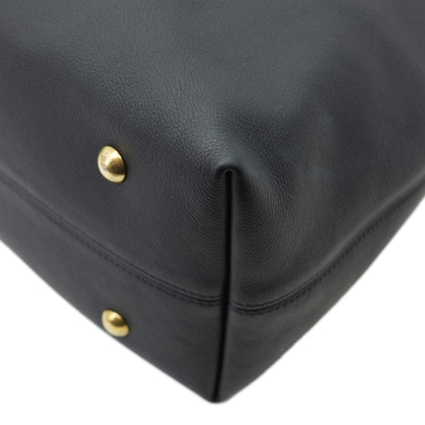 LOUIS VUITTON Low Key MM Grained Calfskin Leather Hobo Bag Black