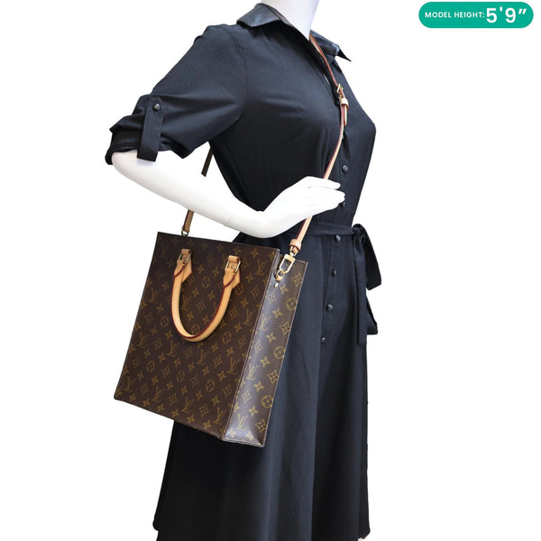 LOUIS VUITTON Sac Plat PM Monogram Canvas Tote Shoulder Bag Brown