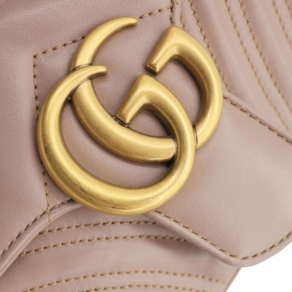 GUCCI GG Marmont Medium Matelasse Chevron Leather Crossbody Bag Taupe 443497