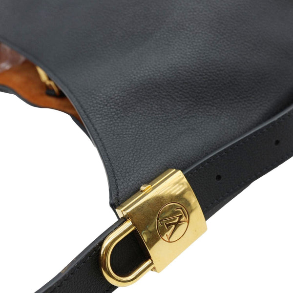 LOUIS VUITTON Low Key MM Grained Calfskin Leather Hobo Bag Black