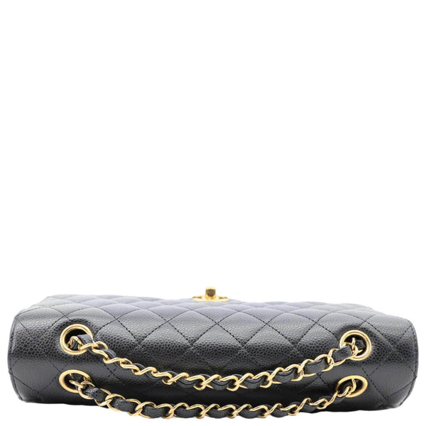 CHANEL Classic Double Flap Medium Quilted Caviar Leather Shoulder Bag Black