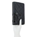 CHANEL Cambon Yen Leather Long Bifold Wallet Black