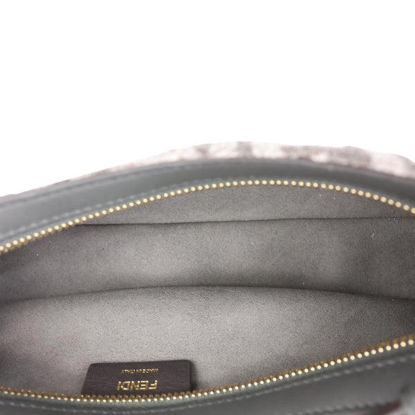 FENDI FF O'Lock Swing Chenille Vitello King Plexiglass Shoulder Bag Grey