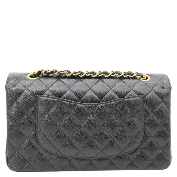 CHANEL Classic Double Flap Medium Quilted Caviar Leather Shoulder Bag Black