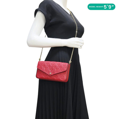 LOUIS VUITTON Felicie Pochette Monogram Empreinte Crossbody Bag Red