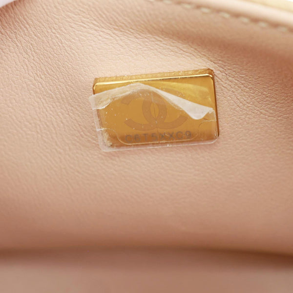 CHANEL Boy Flap Small Chevron Leather Shoulder Bag Beige