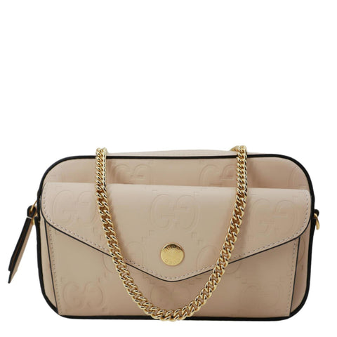 GUCCI Gilbert Mini Monogram Calfskin Leather Crossbody Bag Beige 781554