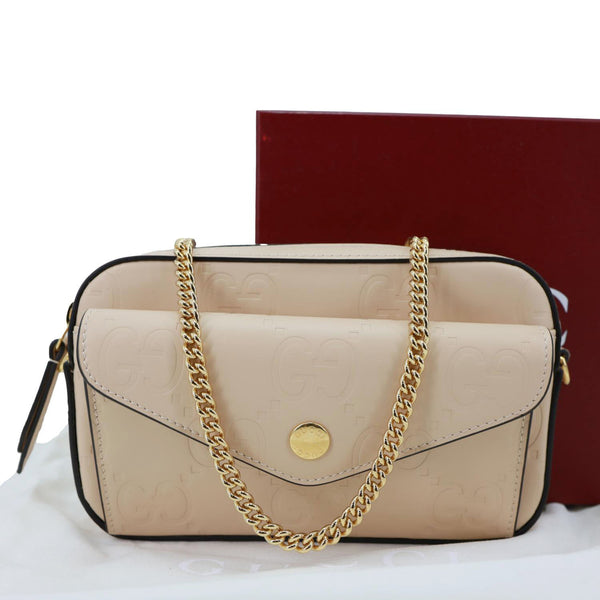 GUCCI Gilbert Mini Monogram Calfskin Leather Crossbody Bag Beige 781554