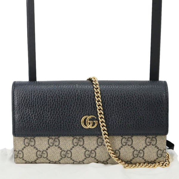 GUCCI Marmont GG Supreme Canvas Wallet On Chain Beige 546585