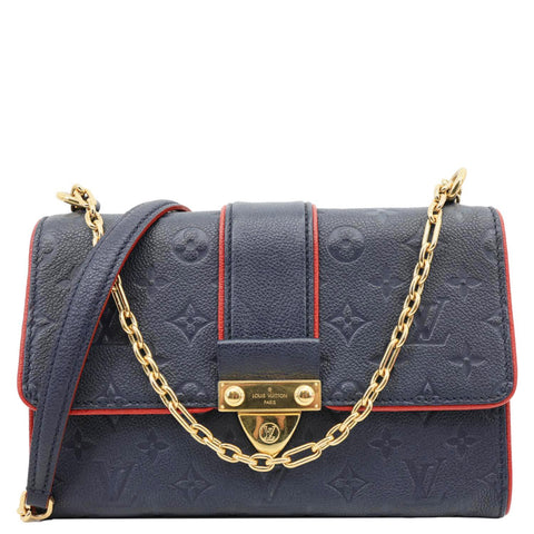 LOUIS VUITTON Saint Sulpice PM Empreinte Leather Crossbody Bag Navy Blue