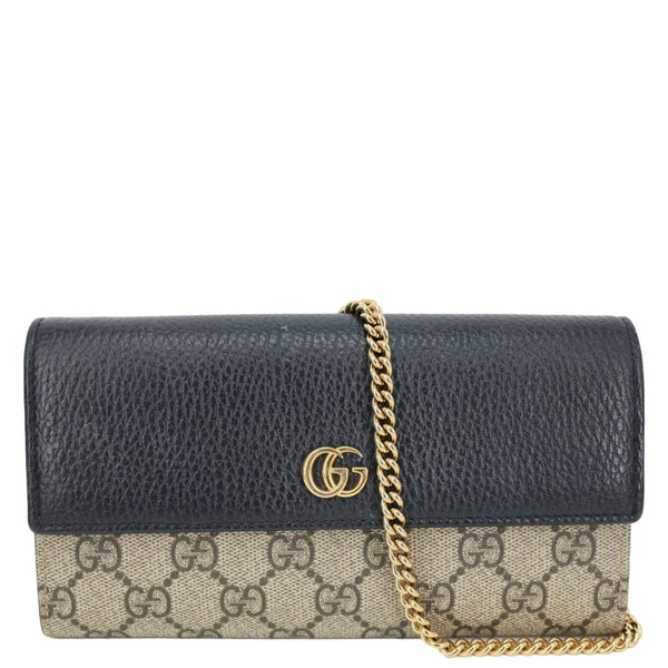 GUCCI Marmont GG Supreme Canvas Wallet On Chain Beige 546585