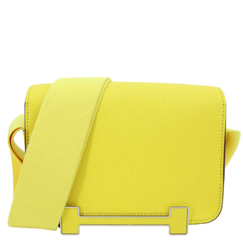 HERMES Mysore Geta Goatskin Leather Shoulder Bag Lime