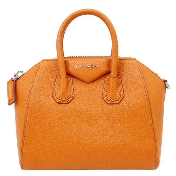 GIVENCHY Antigona Mini Sugar Goatskin Leather Crossbody Bag Orange