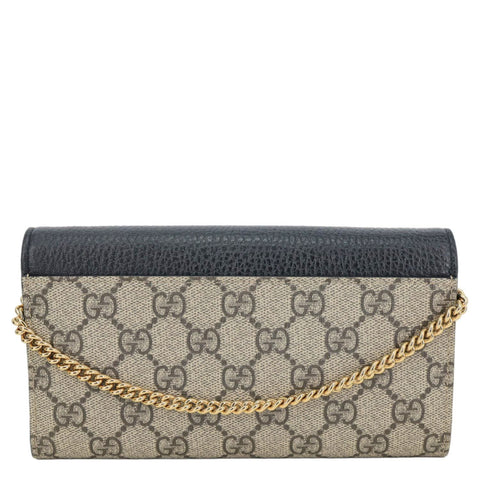 GUCCI Marmont GG Supreme Canvas Wallet On Chain Beige 546585
