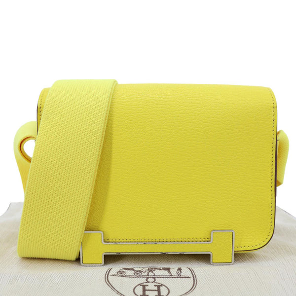 HERMES Mysore Geta Goatskin Leather Shoulder Bag Lime