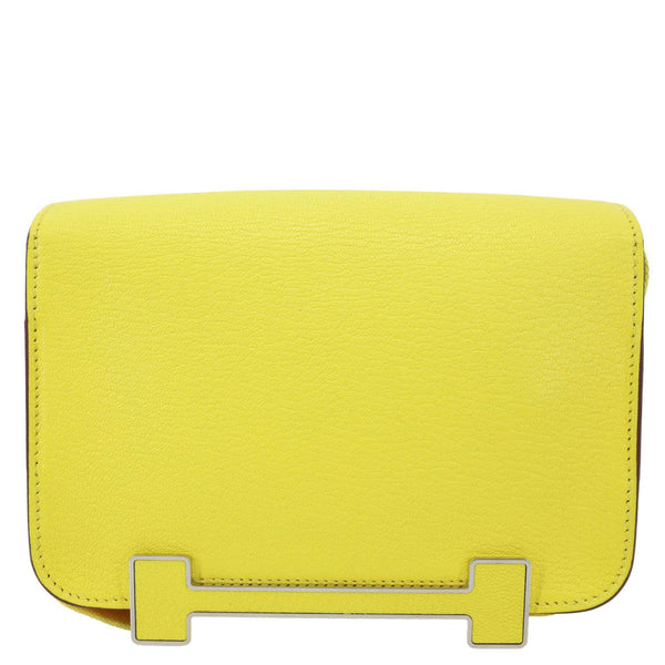 HERMES Mysore Geta Goatskin Leather Shoulder Bag Lime