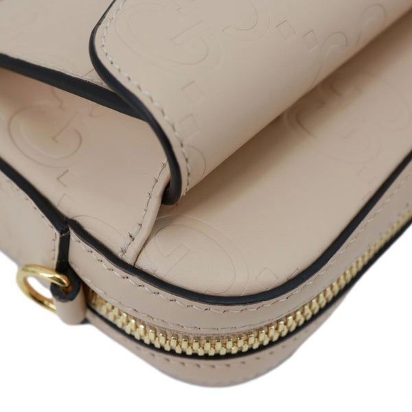 GUCCI Gilbert Mini Monogram Calfskin Leather Crossbody Bag Beige 781554