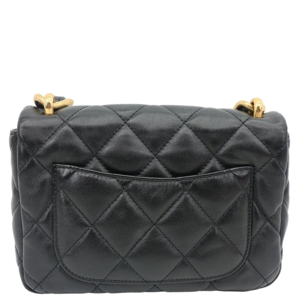CHANEL CC Funky Town Flap Mini Quilted Lambskin Leather Shoulder Bag Black