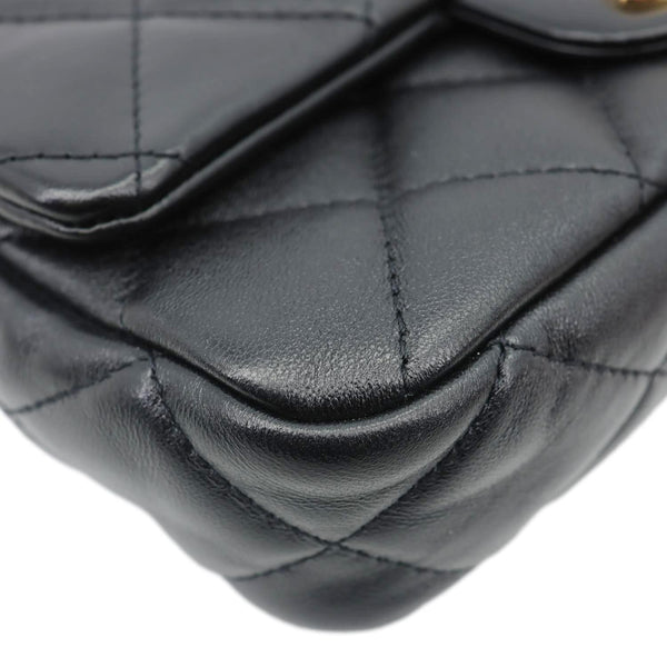 CHANEL CC Funky Town Flap Mini Quilted Lambskin Leather Shoulder Bag Black
