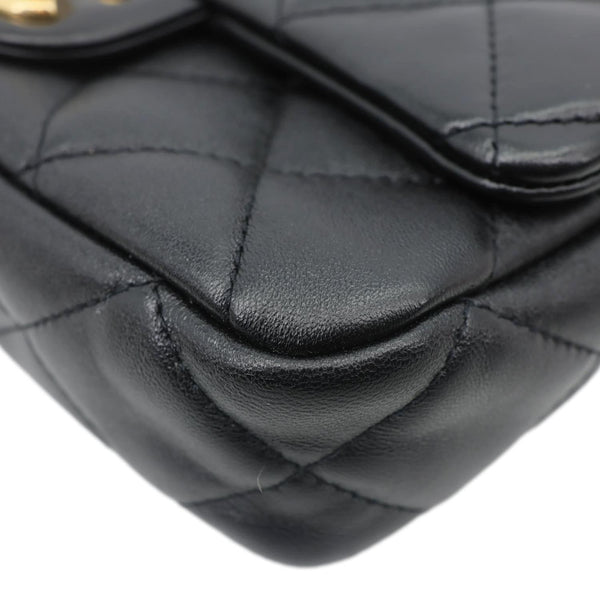 CHANEL CC Funky Town Flap Mini Quilted Lambskin Leather Shoulder Bag Black