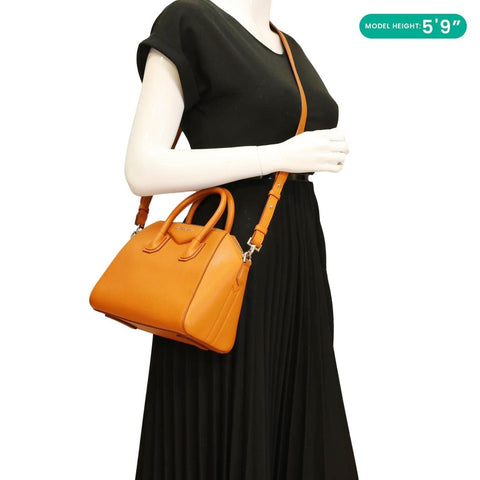 GIVENCHY Antigona Mini Sugar Goatskin Leather Crossbody Bag Orange