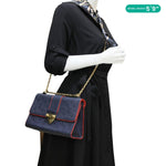 LOUIS VUITTON Saint Sulpice PM Empreinte Leather Crossbody Bag Navy Blue