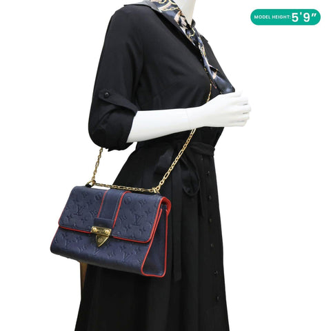 LOUIS VUITTON Saint Sulpice PM Empreinte Leather Crossbody Bag Navy Blue