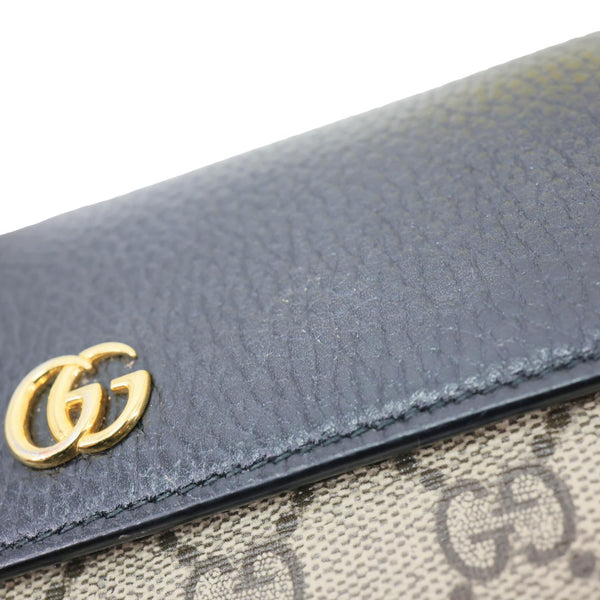 GUCCI Marmont GG Supreme Canvas Wallet On Chain Beige 546585