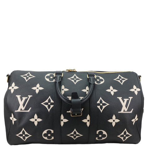 LOUIS VUITTON Keepall 45 Bandouliere Monogram Empreinte Leather Travel Bag Bicolor