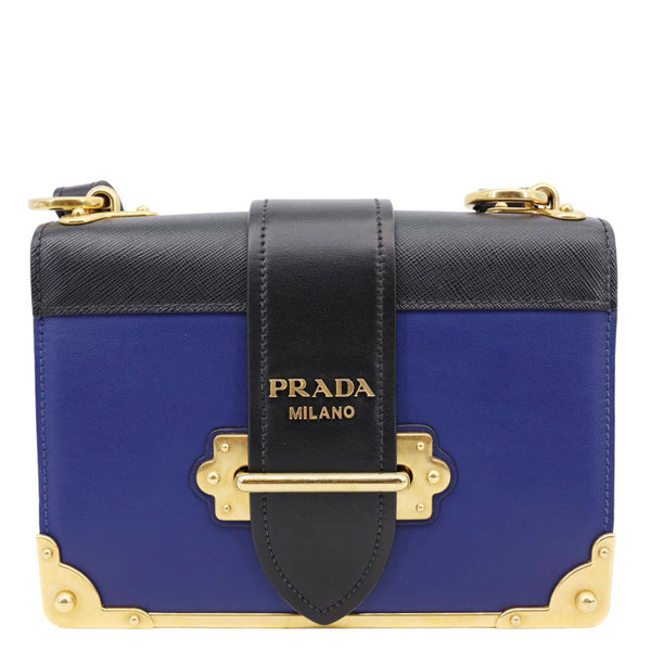PRADA Cahier City Saffiano Leather Shoulder Bag Blue