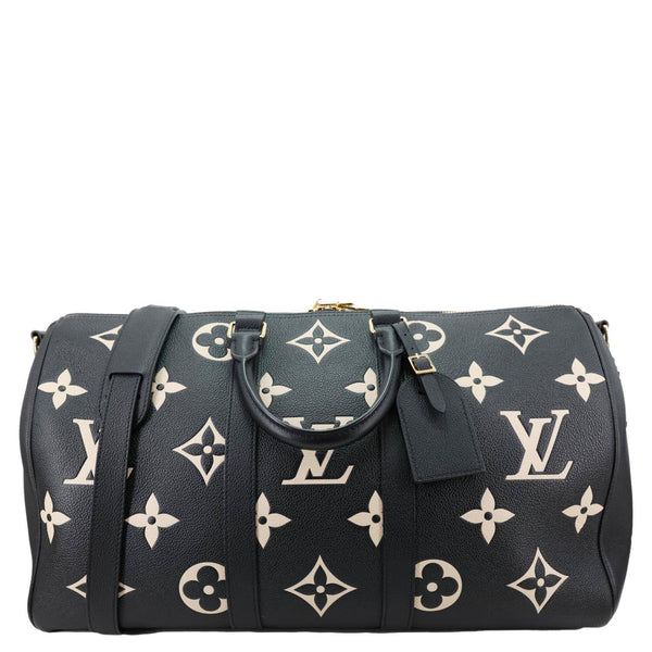 LOUIS VUITTON Keepall 45 Bandouliere Monogram Empreinte Leather Travel Bag Bicolor