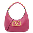 VALENTINO Garavani VLogo Stud Leather Hobo Bag Rose Pink