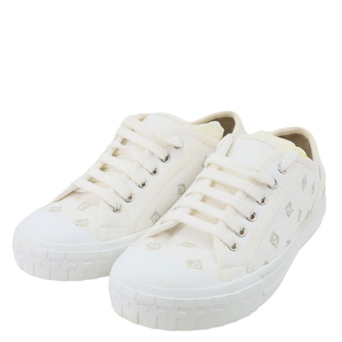 FENDI Domino FF Logo Canvas Sneakers White Size 7