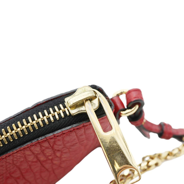 BURBERRY Peyton Grain Check Embossed Leather Clutch Crossbody Bag Red