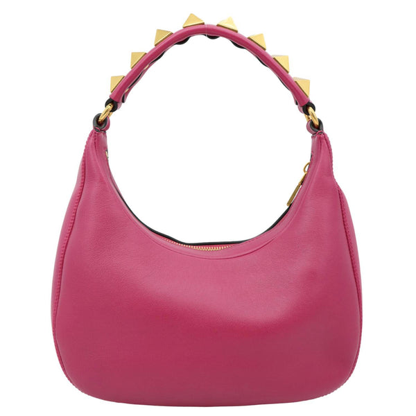 VALENTINO Garavani VLogo Stud Leather Hobo Bag Rose Pink