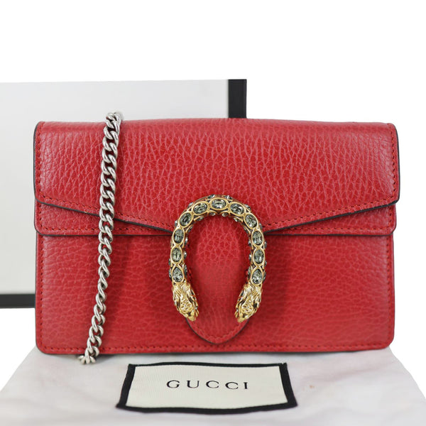 GUCCI Dionysus Super Mini Calfskin Leather Crossbody Bag Red 476432