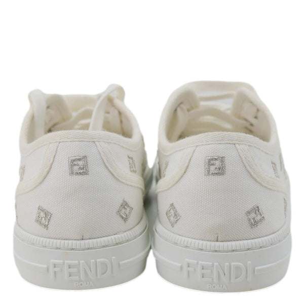 FENDI Domino FF Logo Canvas Sneakers White Size 7