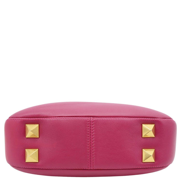 VALENTINO Garavani VLogo Stud Leather Hobo Bag Rose Pink
