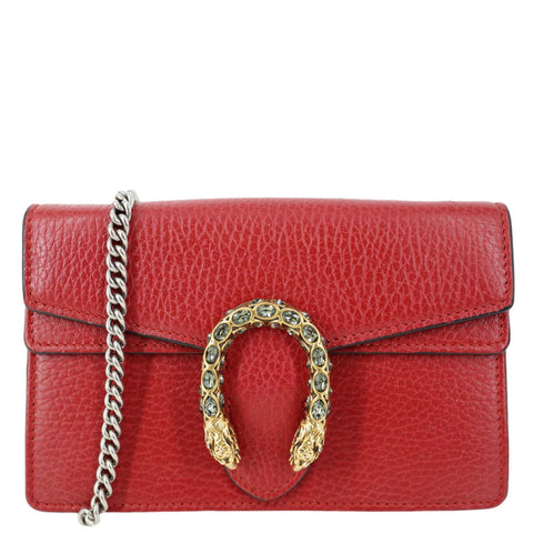 GUCCI Dionysus Super Mini Calfskin Leather Crossbody Bag Red 476432