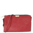 BURBERRY Peyton Grain Check Embossed Leather Clutch Crossbody Bag Red
