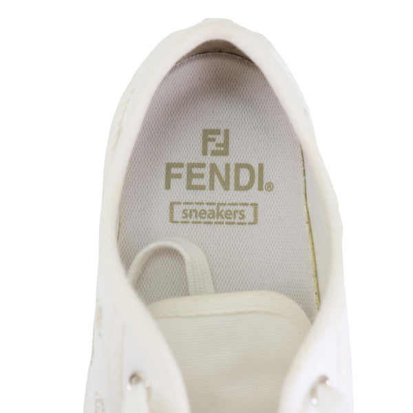 FENDI Domino FF Logo Canvas Sneakers White Size 7
